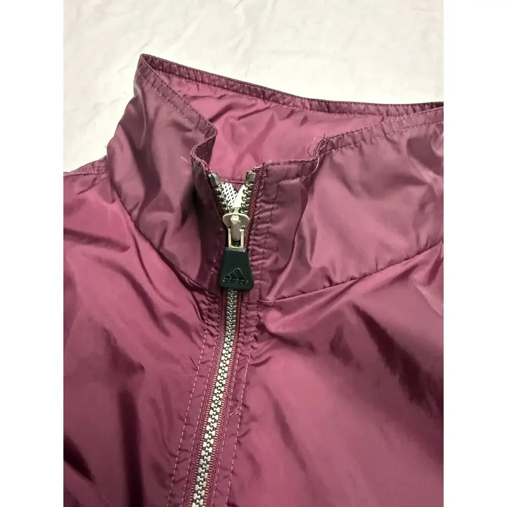 Vintage Adidas  windbreaker jacket 3 Stripes  Full Zipper Mens Size XL Purple - Picture 3 of 16